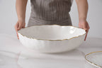 Portofino White and Gold Extra Large Shallow Bowl