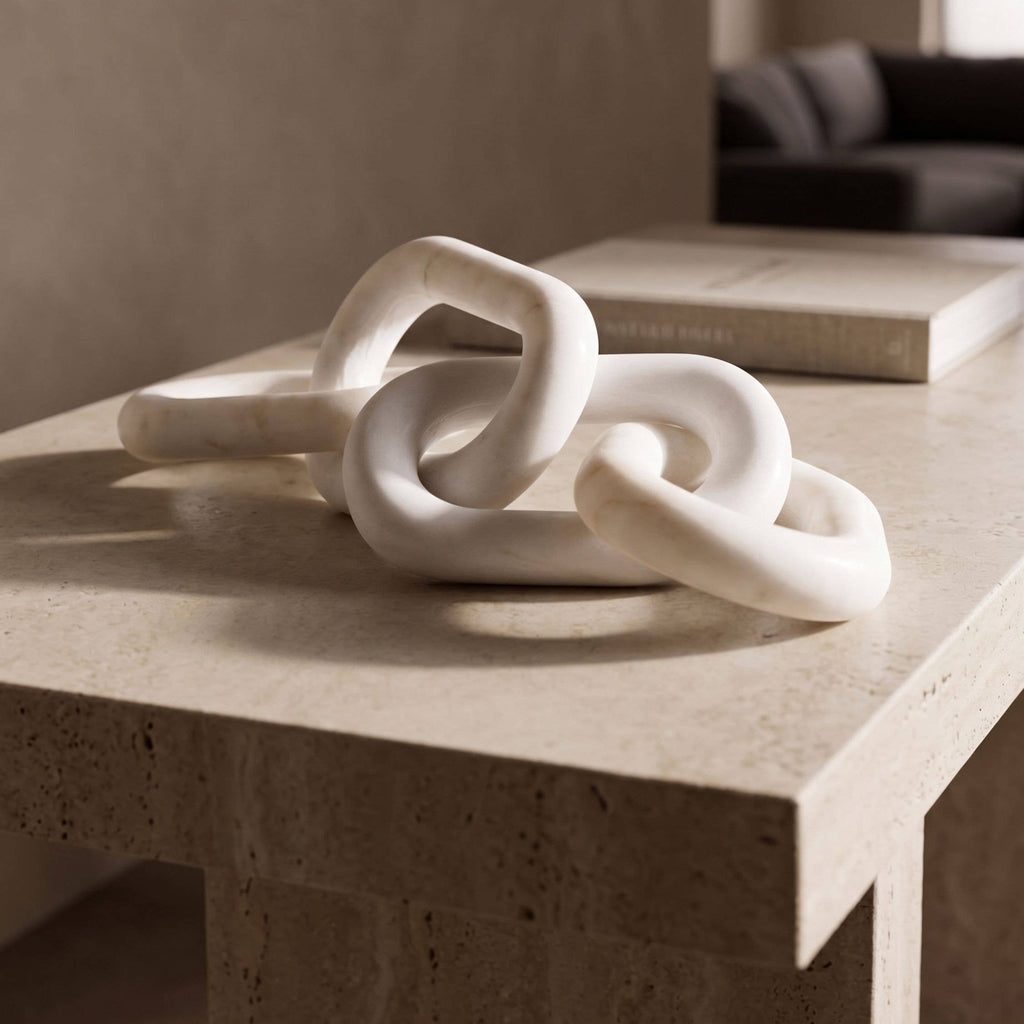 Eternity Sculpted Marble Chain Links, Ivory White