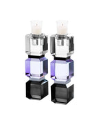 Lavender Color Block Crystal Candlesticks, Set of 2