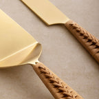 Helsinki Rattan and Gold Cake Servers, Set