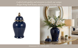 Decorative Jar - Navy/Gold Ceramic Glossy With Lid, 18 in.