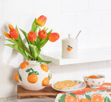 Large Round Vase with Oranges-7"H