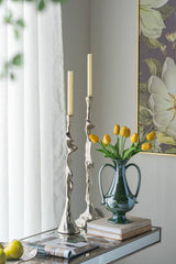 D4.5x21.5" Silver Drift Taper Candle Holder