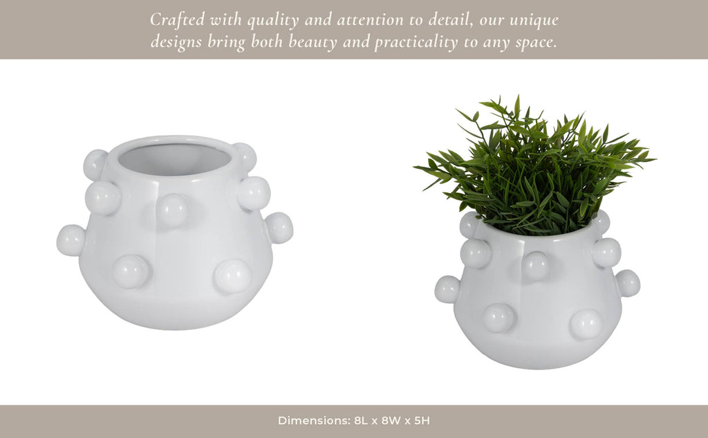 White Glossy Tapered Round Planter