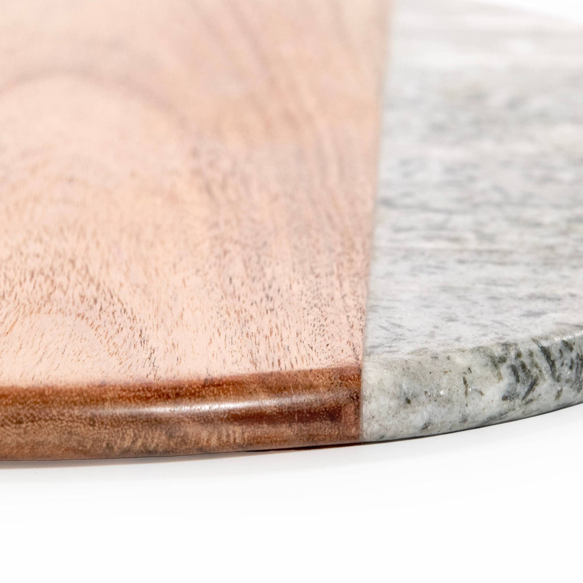 Gray Round Marble and Acacia Wood Charcuterie Board