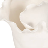 Decorative Vase - White Ceramic Handmade Ruffled Edge, 15 in