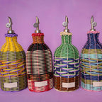 Yellow and Lilac Woven Oil Pourer