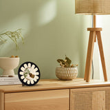 Photo Frame - Black/Ivory Resin Round Flower Design, 4x4 in.