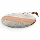 Gray Round Marble & Acacia Wood Charcuterie Board