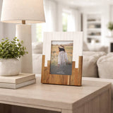 Resin Wood Casual Two-Tone Photo Frame - White, 4x6 in.