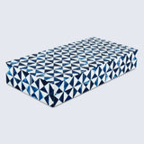 Marquet Indigo Blue White Resin Inlay Storage Box ( 8 Sizes): 10x2.5x1.5