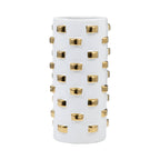 White and Gold Raised Dot Cylinder Vase
