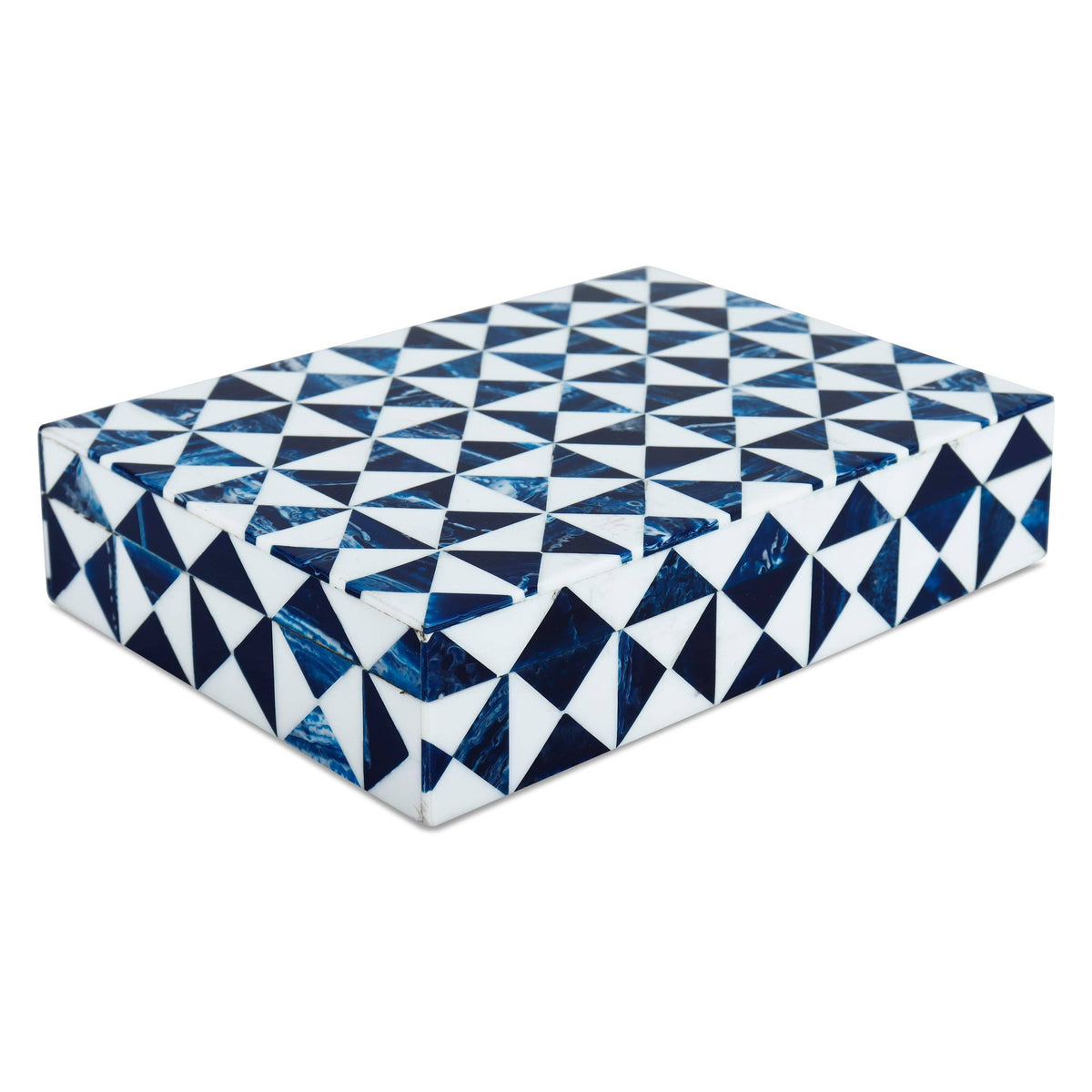 Marquet Blue and White Resin Inlay Box, 5 x 7 in.