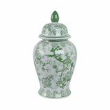 Decorative Jar - Green Ceramic Bird Flower Tall, 18 in.