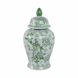 Decorative Jar - Green Ceramic Bird Flower Tall, 18 in.
