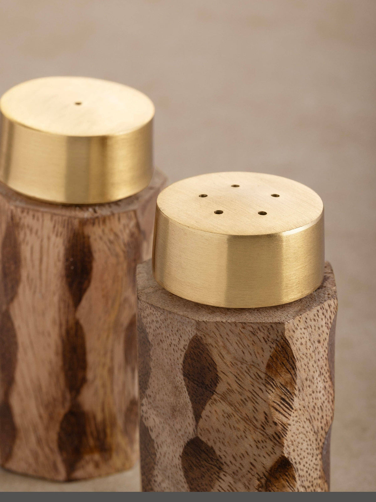 Macello Carved Wood Salt and Pepper Shakers