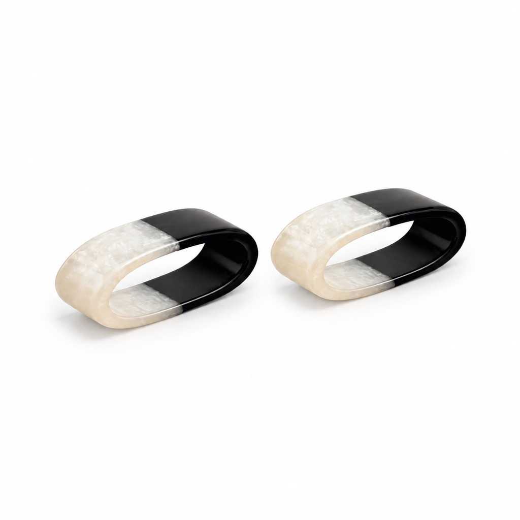 Black and White Pearl Napkin Rings, Set