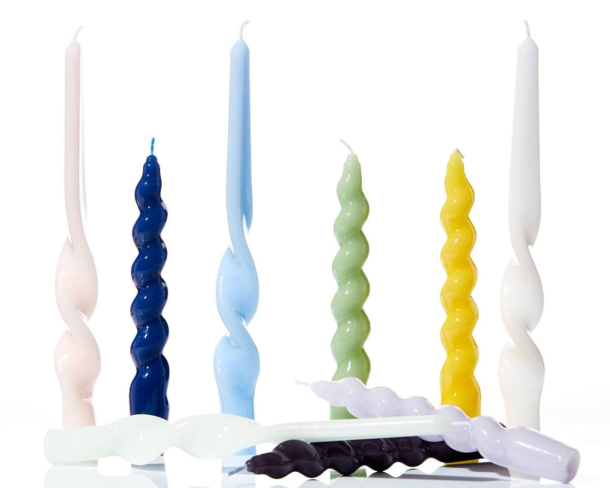 Dark Grey Spiral Taper Candles, Set of 3