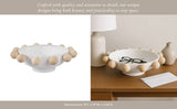 Decorative Bowl - White Wood/Metal Round Large Knobs, 13 in.