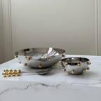 Stainless Steel Bowl with Gold Balls, Large