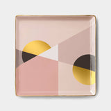 OCTAEVO Siena Ceramic Tray / Catchall, Gold accent, 6": Pink