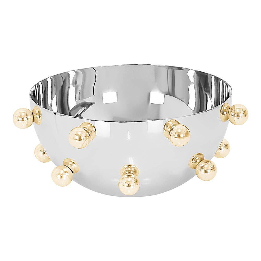 Stainless Steel Bowl with Gold Balls, Small