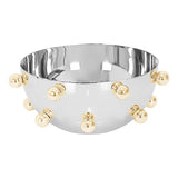 Stainless Steel Bowl With Gold Balls: Large