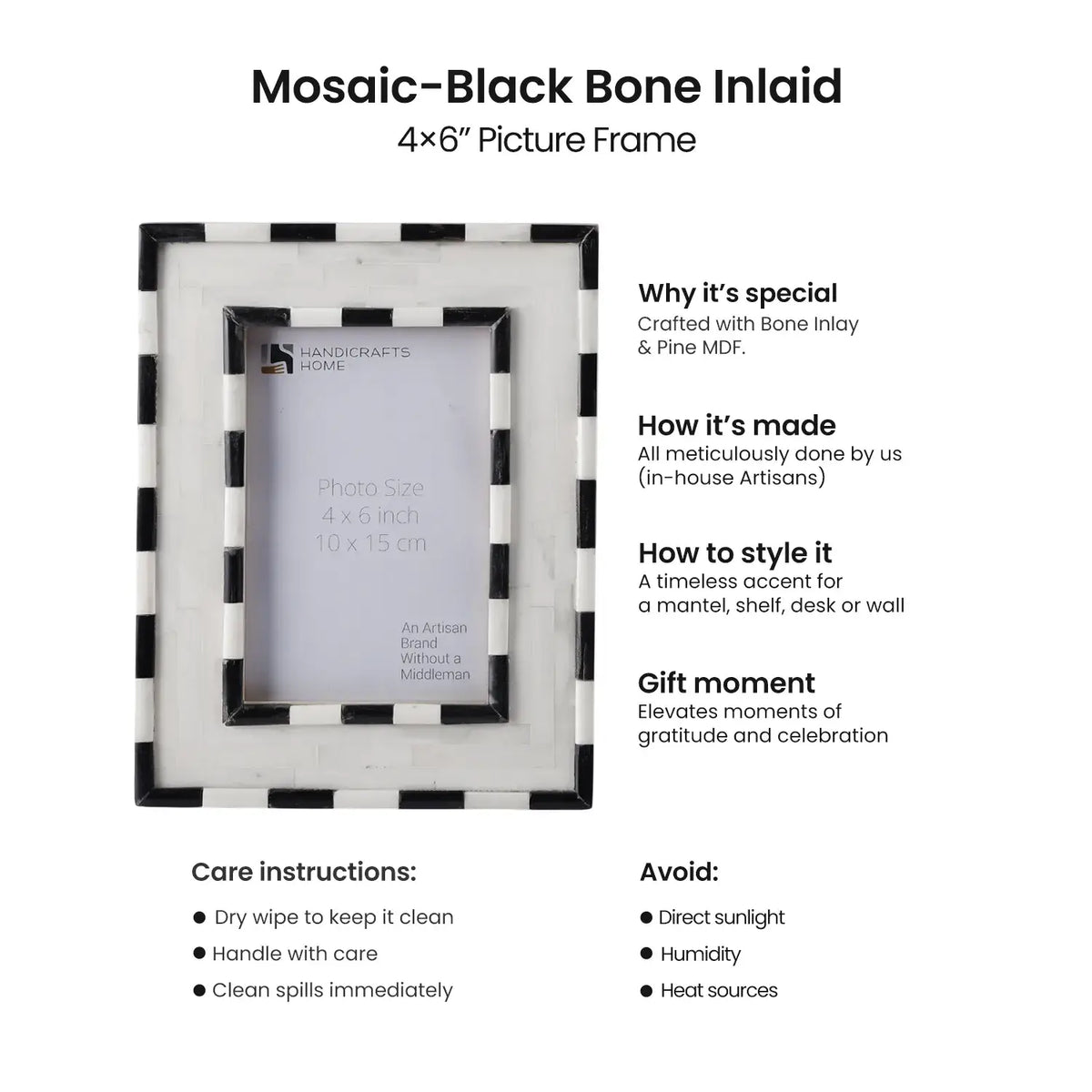 Mosaic Art Frame, Black, 4x6