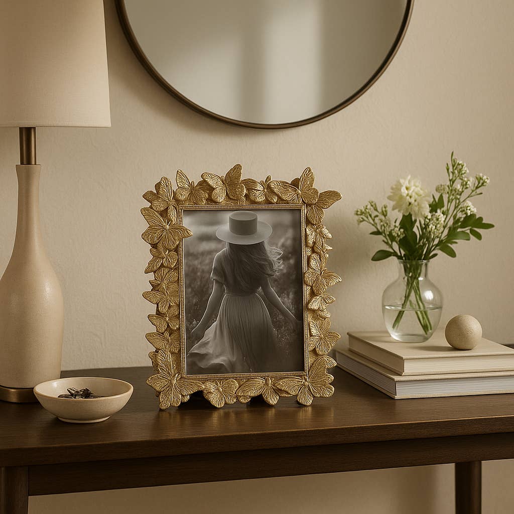 Gold Butterfly in Bloom Picture Frame, 5x7