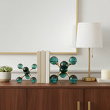 Bookends Set of 2 - Green Crystal/Metal Jack, 7 in.
