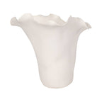 White Ruffled Edge Ceramic Vase, Medium