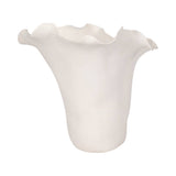 Decorative Vase - White Ceramic Handmade Ruffled Edge, 11 in