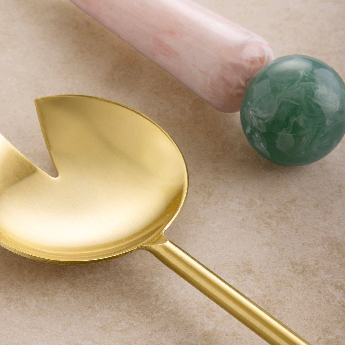 Copenhagen Pink and Jade Salad Servers, Set