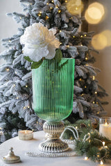 D9.3x20" Flower Vase - Green/Gold