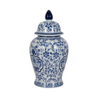 White and Blue Chinoiserie Lidded Jar, Medium