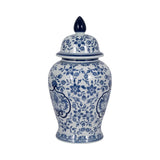 Decorative Jar - White/Blue Ceramic Chinoiserie Charm, 18 in