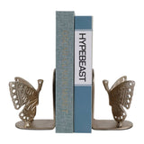 Bookends Set of 2 - Gold Metal Decorative Butterfly, 6 in.