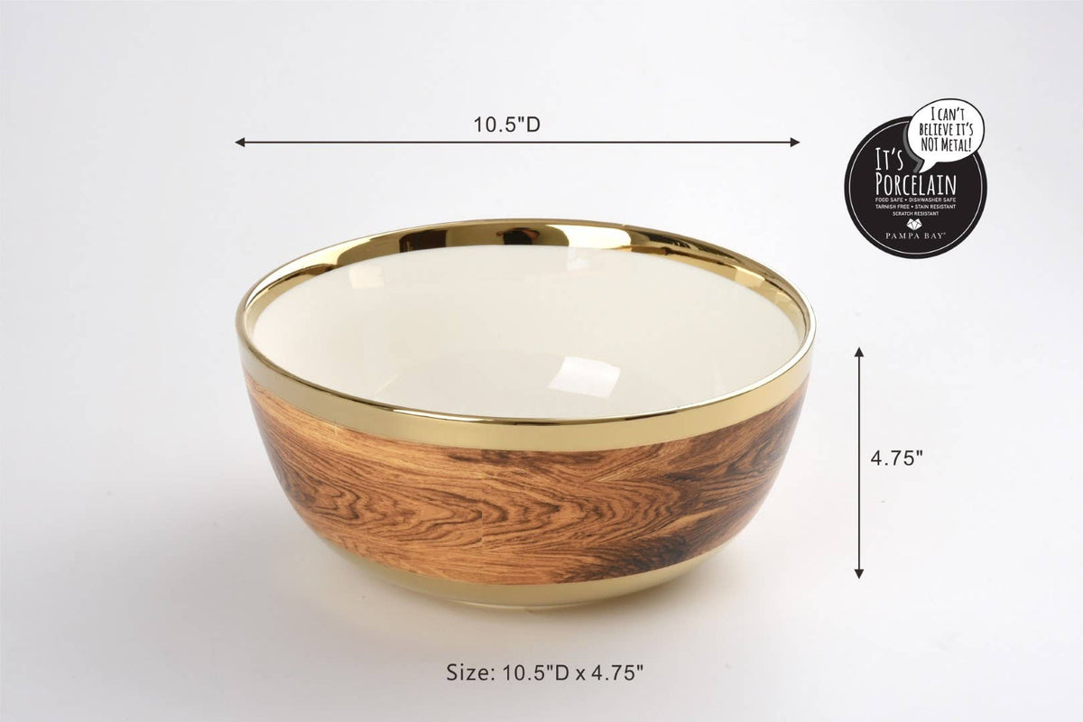 Madera Wood and Gold Large Bowl