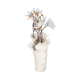 Decorative Vase - White Ceramic Handmade Ruffled Edge, 15 in