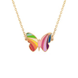 Multicolor Butterfly ESC Gold Necklace