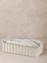 Cuba Ribbed Onyx Decorative Box: Fossil Gray Travertine