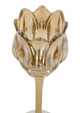 Set Of 3 Tulip Glass Candle Holder - Amber Luster