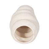 Decorative Vase - White Ceramic Wavy Stacked Ripple, 12 in.