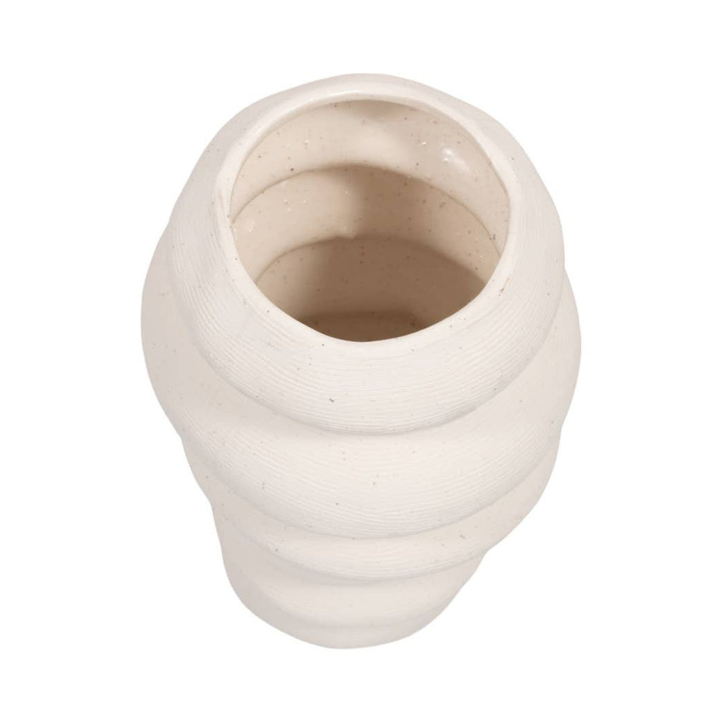 White Wavy Stacked Ripple Vase