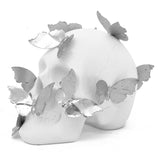 White Skull with Metal Butterflies: Gold