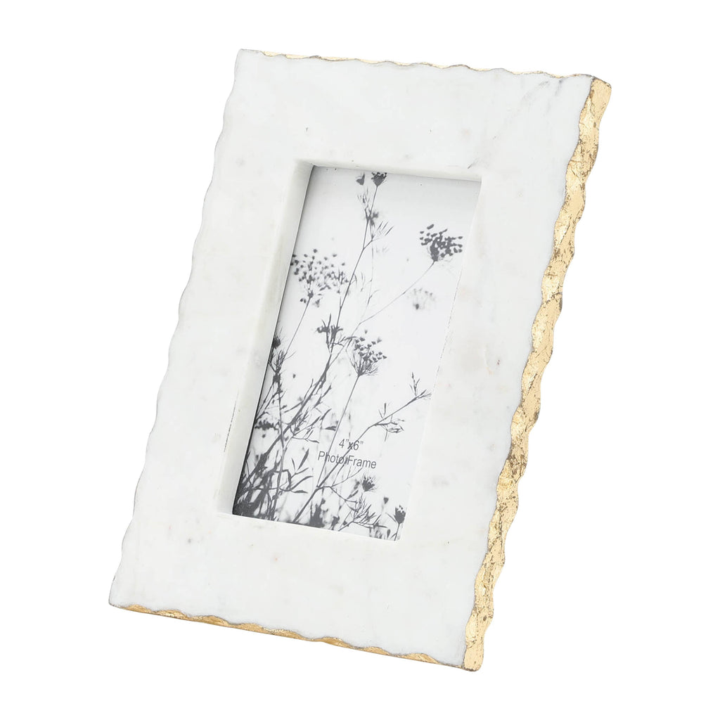 White Marble Jagged Edge Picture Frame, 4x6