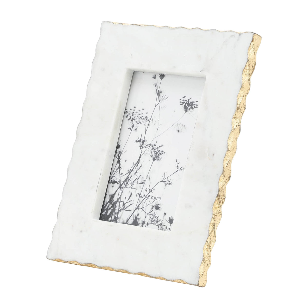 White Marble Jagged Edge Picture Frame, 4x6