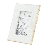 Photo Frame - White Marble Wood Jagged Edges, 4x6 in.