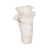 Decorative Vase - White Ceramic Handmade Ruffled Edge, 15 in