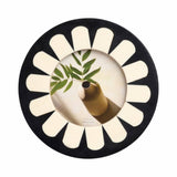 Photo Frame - Black/Ivory Resin Round Flower Design, 4x4 in.